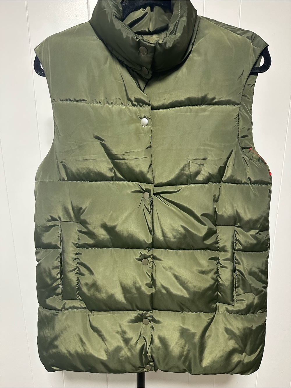 Ci Sono Olive Green Quilted Puffer Vest